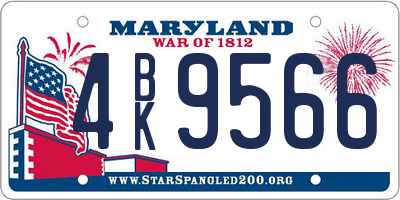 MD license plate 4BK9566