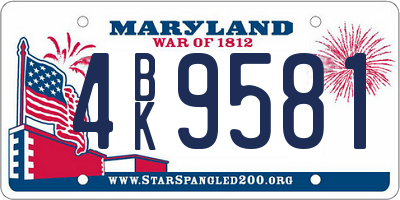 MD license plate 4BK9581