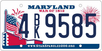 MD license plate 4BK9585