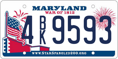 MD license plate 4BK9593