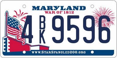 MD license plate 4BK9596