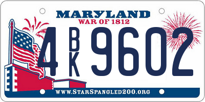 MD license plate 4BK9602