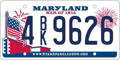 MD license plate 4BK9626