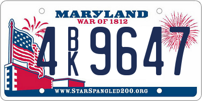 MD license plate 4BK9647