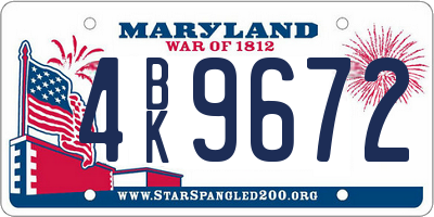 MD license plate 4BK9672
