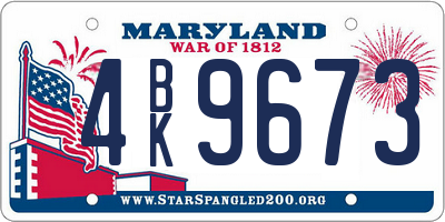 MD license plate 4BK9673