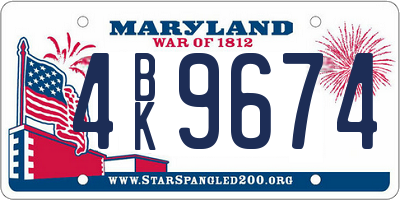 MD license plate 4BK9674