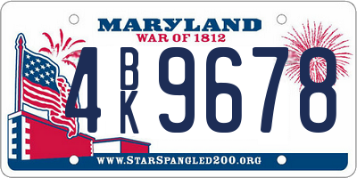 MD license plate 4BK9678