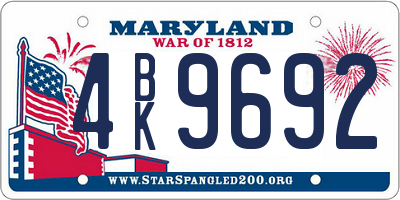 MD license plate 4BK9692