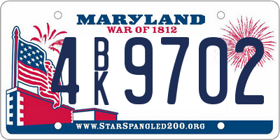 MD license plate 4BK9702