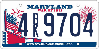 MD license plate 4BK9704