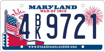 MD license plate 4BK9721