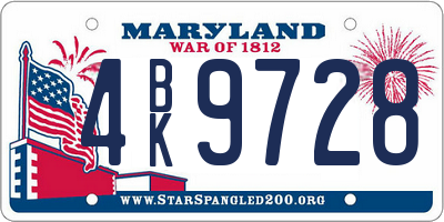 MD license plate 4BK9728