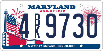 MD license plate 4BK9730
