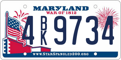MD license plate 4BK9734
