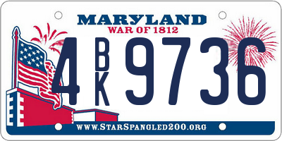 MD license plate 4BK9736