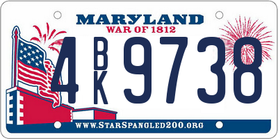 MD license plate 4BK9738