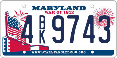 MD license plate 4BK9743