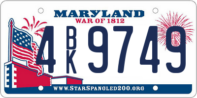 MD license plate 4BK9749