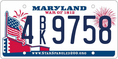 MD license plate 4BK9758