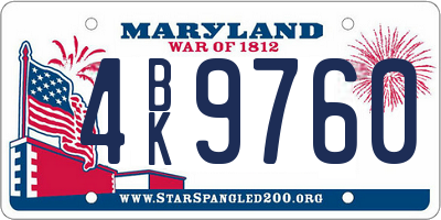 MD license plate 4BK9760