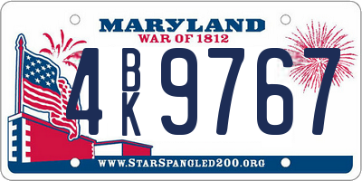 MD license plate 4BK9767