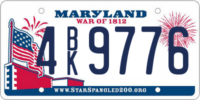 MD license plate 4BK9776
