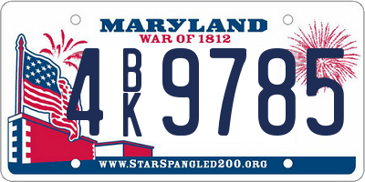 MD license plate 4BK9785