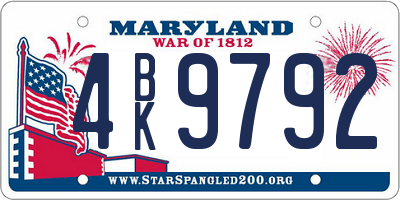 MD license plate 4BK9792