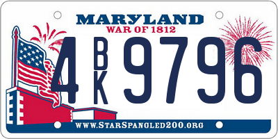 MD license plate 4BK9796