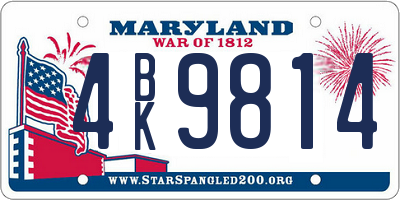 MD license plate 4BK9814