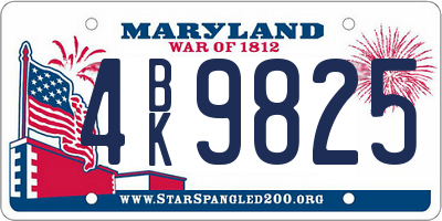 MD license plate 4BK9825