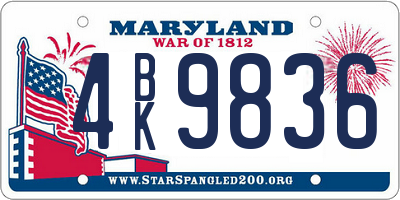 MD license plate 4BK9836
