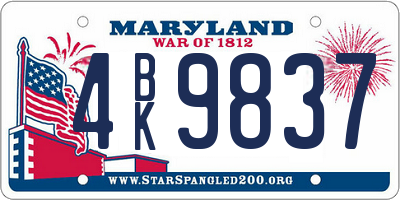 MD license plate 4BK9837