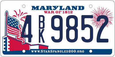 MD license plate 4BK9852