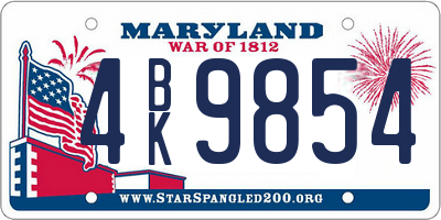 MD license plate 4BK9854