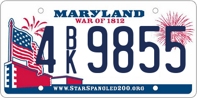 MD license plate 4BK9855