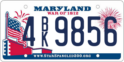 MD license plate 4BK9856
