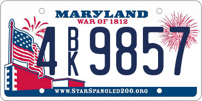MD license plate 4BK9857