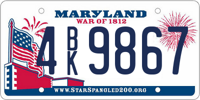 MD license plate 4BK9867