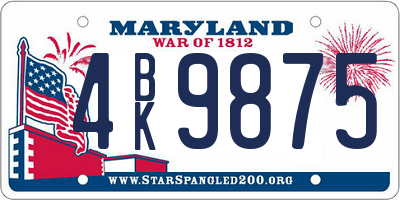 MD license plate 4BK9875