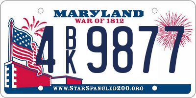 MD license plate 4BK9877