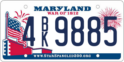 MD license plate 4BK9885