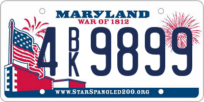 MD license plate 4BK9899