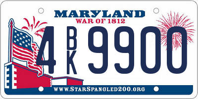 MD license plate 4BK9900