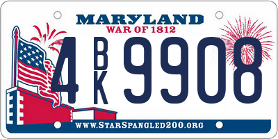 MD license plate 4BK9908