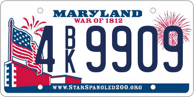 MD license plate 4BK9909