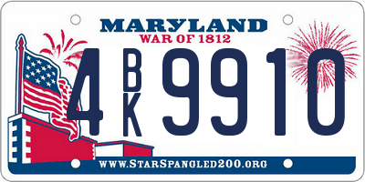 MD license plate 4BK9910