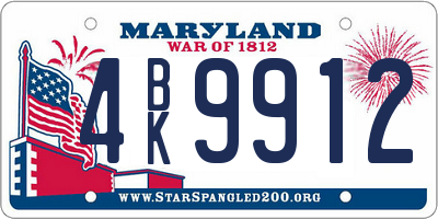 MD license plate 4BK9912