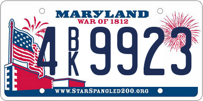 MD license plate 4BK9923